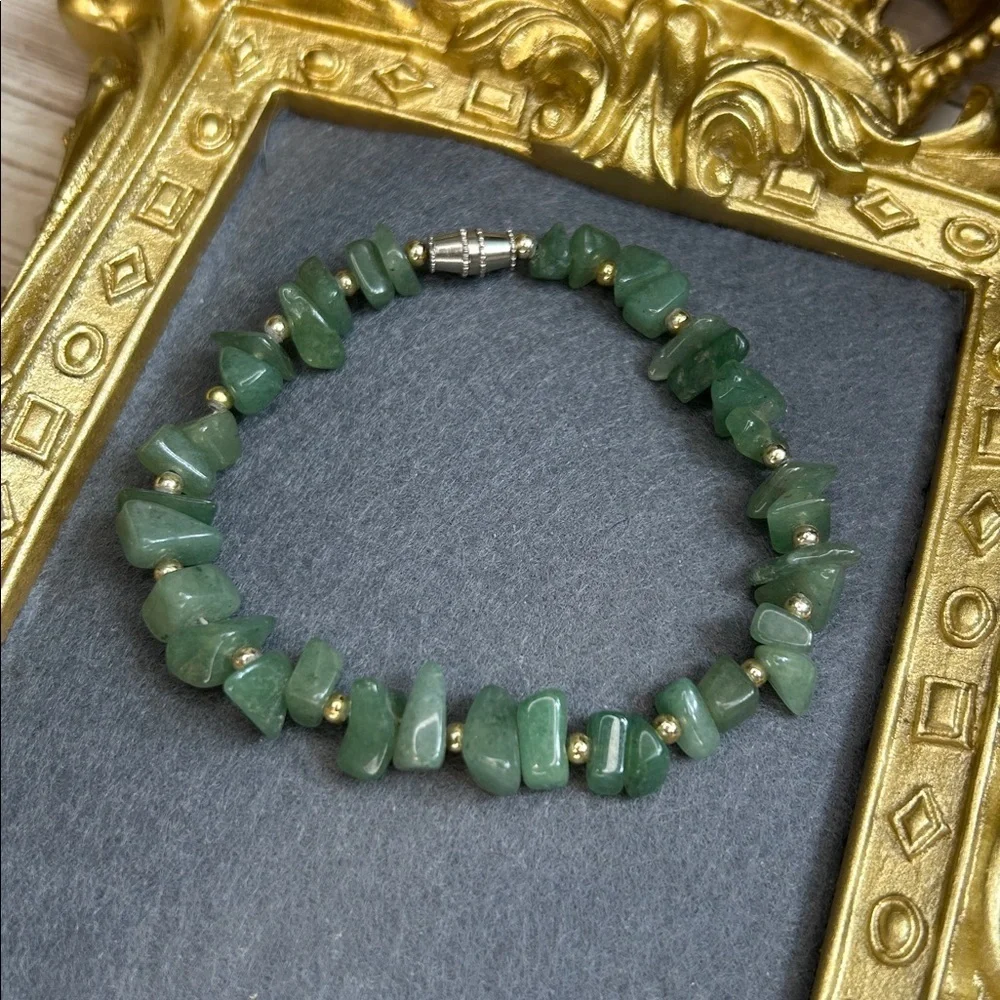 Jade Bracelet with Gold Accents